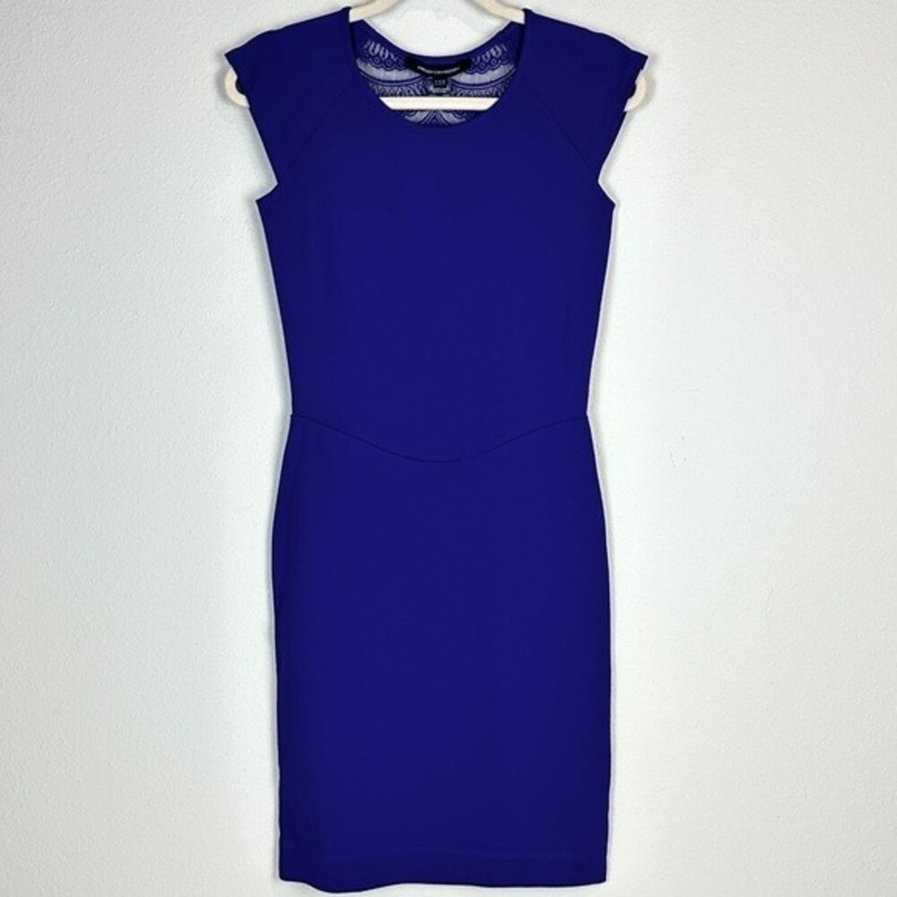 French Connection Lace Back Purple Dani Bodycon Mini Dress NWT 8
